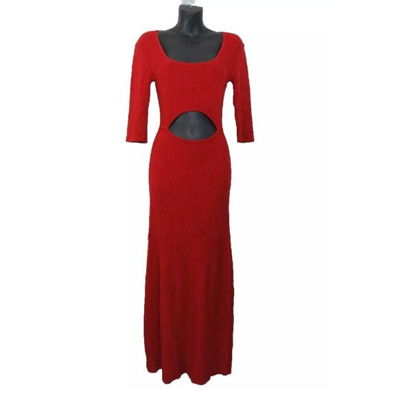 NEW FAVORITE DAUGHTER Crush Cutout Detail Cotton Blend Rib Jumper Dress L#2534* - Picture 4 of 9